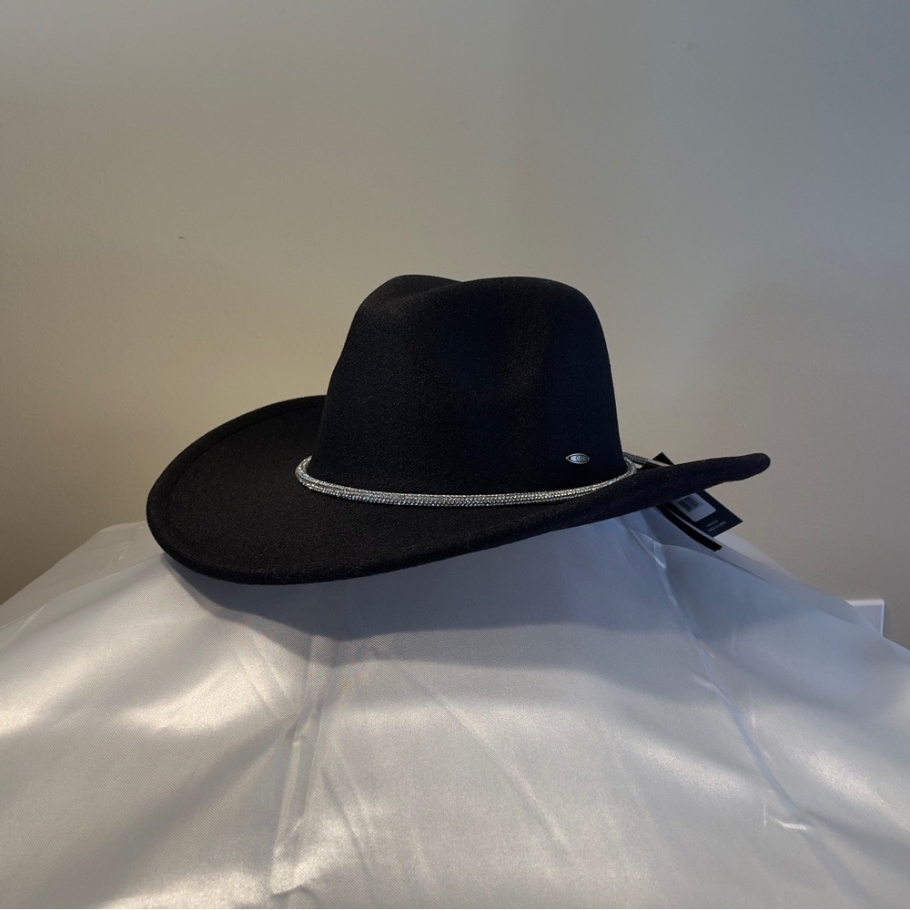 Black Crystal Cowboy Hat – Full Rhinestone Band, Beyoncé-Level Sparkle! NWT✨ - Picture 10 of 16